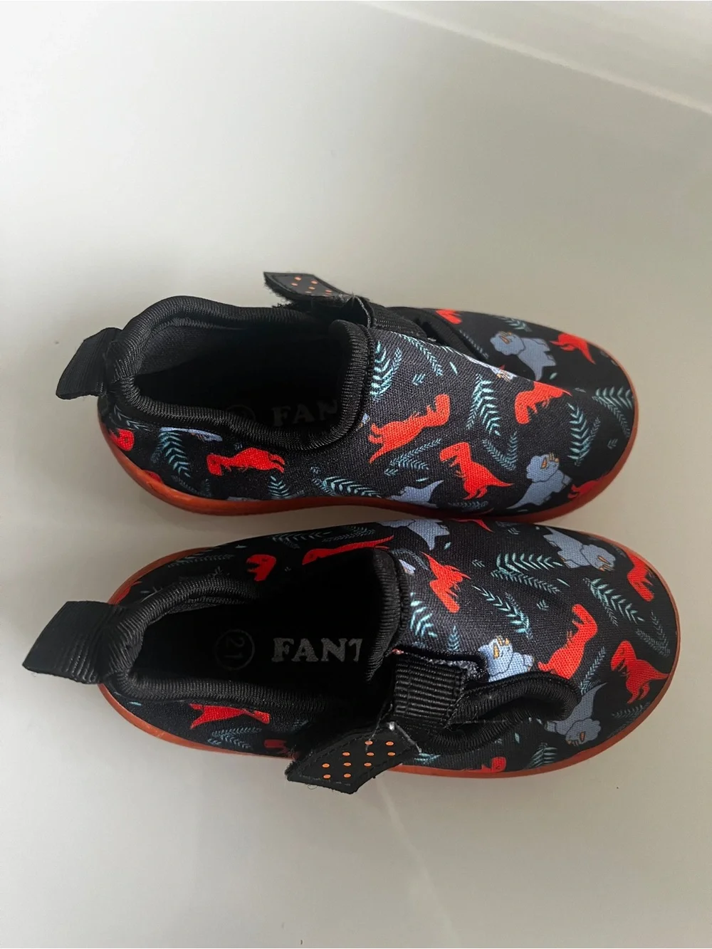 Navy Dinosaur Print water Shoes with Velcro strap